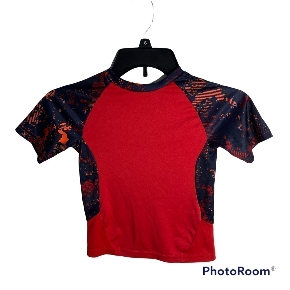 Champion Red Navy Blue Camo Moisture Wicking Shirt Sz XS Boys Kids